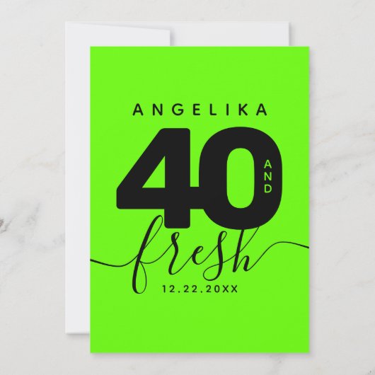 Modern Girly Bright Green 40 en Fresh Kaart (Achterkant)