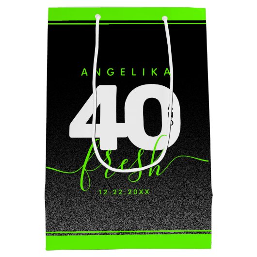 Modern Girly Bright Green 40 en Fresh Medium Cadeauzakje (Achterkant)