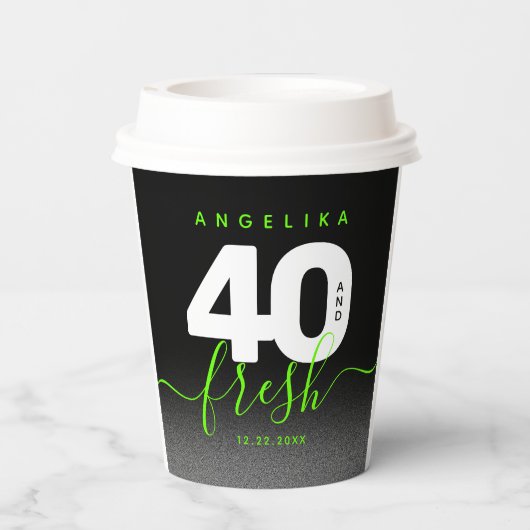 Modern Girly Bright Green 40 en Fresh Papieren Bekers (Achterkant)