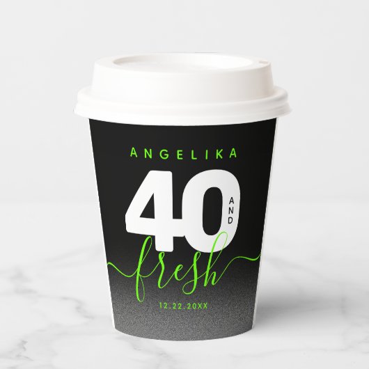 Modern Girly Bright Green 40 en Fresh Papieren Bekers (Voorkant)