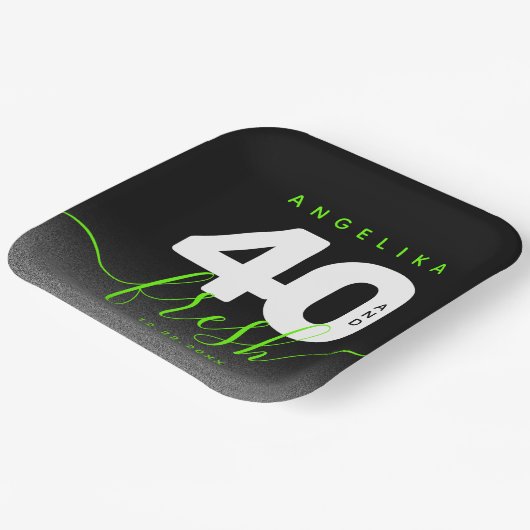 Modern Girly Bright Green 40 en Fresh Papieren Bordje (Gebogen)