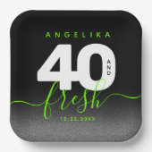 Modern Girly Bright Green 40 en Fresh Papieren Bordje (Voorkant)