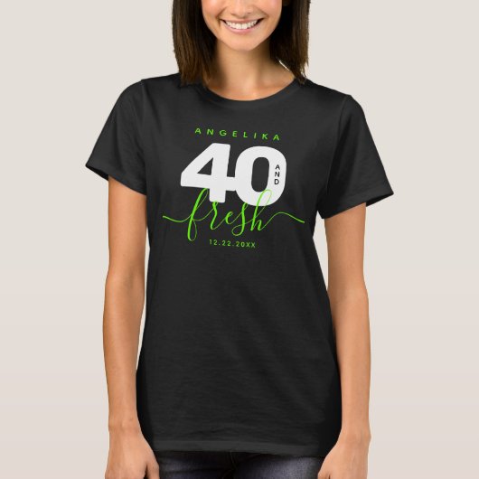 Modern Girly Bright Green 40 en Fresh T-shirt (Voorkant)