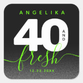 Modern Girly Bright Green 40 en Fresh Vierkante Sticker (Voorkant)