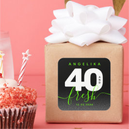 Modern Girly Bright Green 40 en Fresh Vierkante Sticker