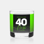 Modern Girly Bright Green Glitter 40 en vers Whisky Glas (Voorkant)