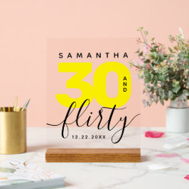 Modern Girly Bright Yellow 30 en Flirty Verjaardag Acryl Bord