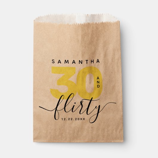 Modern Girly Bright Yellow 30 en Vlirty Bedankzakje (Voorkant)