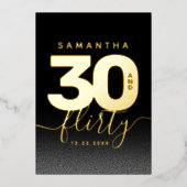 Modern Girly Bright Yellow 30 en Vlirty Folie Uitnodiging (Voorkant)