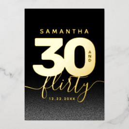 Modern Girly Bright Yellow 30 en Vlirty Folie Uitnodiging