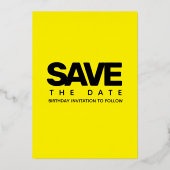 Modern Girly Bright Yellow 30 en Vlirty Folie Uitnodiging (Achterkant)
