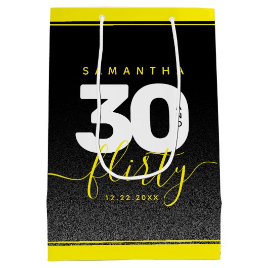 Modern Girly Bright Yellow 30 en Vlirty Medium Cadeauzakje (Achterkant)