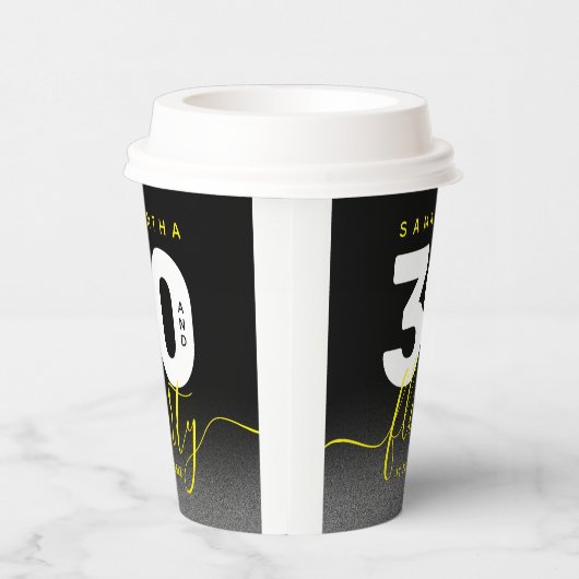 Modern Girly Bright Yellow 30 en Vlirty Papieren Bekers (Rechts)