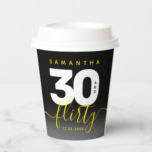 Modern Girly Bright Yellow 30 en Vlirty Papieren Bekers (Voorkant)