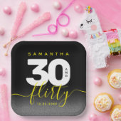 Modern Girly Bright Yellow 30 en Vlirty Papieren Bordje (Feest)