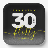 Modern Girly Bright Yellow 30 en Vlirty Papieren Bordje (Voorkant)