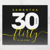 Modern Girly Bright Yellow 30 en Vlirty Sparkling Wijnetiket (Enkel label)