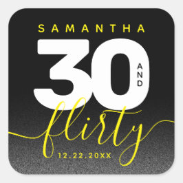 Modern Girly Bright Yellow 30 en Vlirty Vierkante Sticker