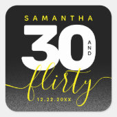 Modern Girly Bright Yellow 30 en Vlirty Vierkante Sticker (Voorkant)
