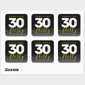 Modern Girly Bright Yellow 30 en Vlirty Vierkante Sticker (Vel)