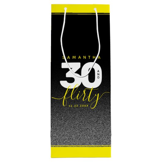 Modern Girly Bright Yellow 30 en Vlirty Wijn Cadeautas (Achterkant)