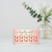 Modern Girly Butterfly Roos Gold Loyalty Kaart Visitekaartje (Staand voorkant)