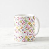 Modern Girly Butterfly Typography Pattern Koffiemok (Voorkant rechts)