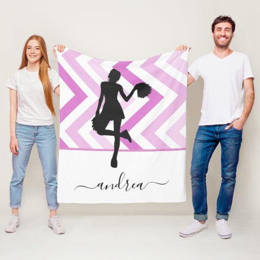 Modern Girly Cheer Pink Cheerleader Cute Name Fun Fleece Deken (In situ)