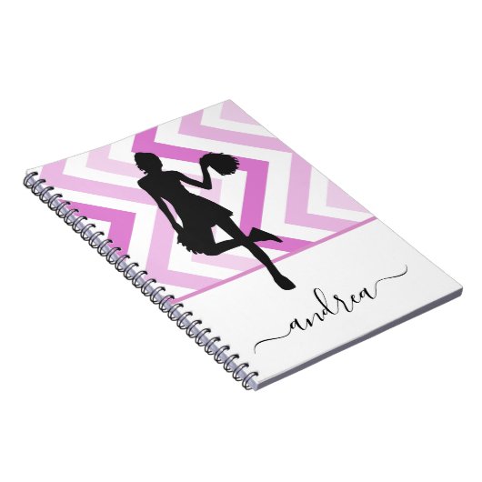 Modern Girly Cheer Pink Cheerleader Cute Name Fun Notitieboek (Rechterzijde)