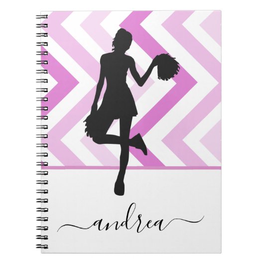 Modern Girly Cheer Pink Cheerleader Cute Name Fun Notitieboek (Voorkant)
