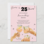 Modern Girly Cheers voor 25 Jaar Verjaardagsfeest Kaart (Voorkant)