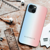 Modern Girly Chic Blauw Roze Wit Eenvoudig Gradien Case-Mate iPhone Case