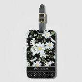 Modern Girly Chic Floral Dot Pattern Personalized Bagagelabel (Voorkant (verticaal))