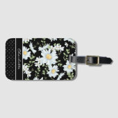 Modern Girly Chic Floral Dot Pattern Personalized Bagagelabel (Voorkant (horizontaal))