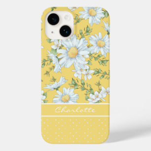 Modern Girly Chic Floral Dot Pattern Personalized Case-Mate iPhone 14 Hoesje