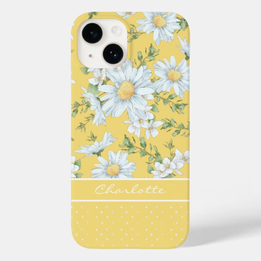 Modern Girly Chic Floral Dot Pattern Personalized Case-Mate iPhone Case (Achterkant)