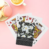 Modern Girly Chic Floral Dot Pattern Personalized Pokerkaarten