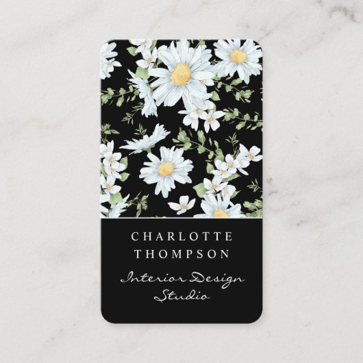 Modern Girly Chic Floral Dot Pattern Visitekaartje (Voorkant)