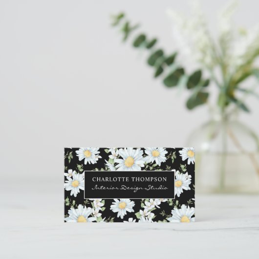 Modern Girly Chic Floral Dot Pattern Visitekaartje (Staand voorkant)