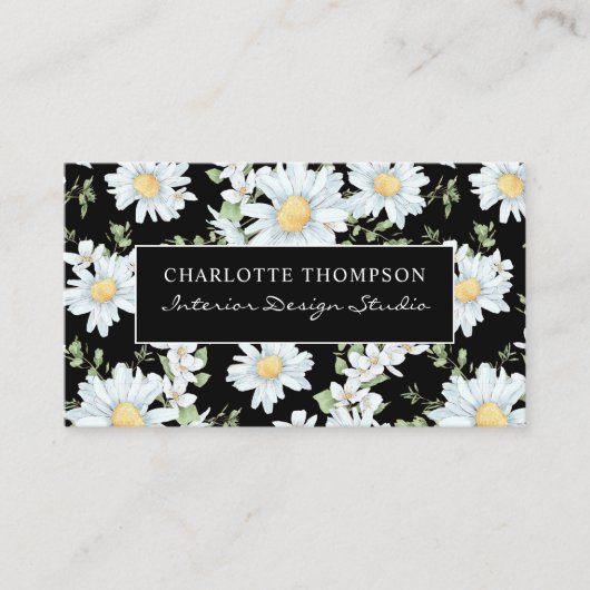 Modern Girly Chic Floral Dot Pattern Visitekaartje (Voorkant)