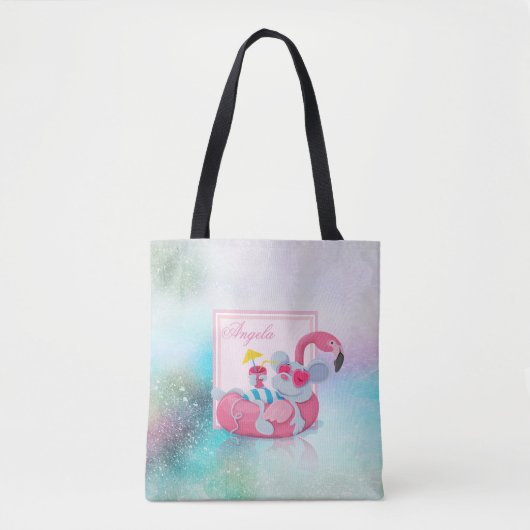 Modern Girly Colorful, Cute Mouse - Persoonlijk Tote Bag (Voorkant)
