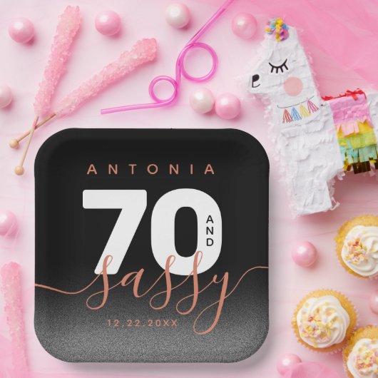 Modern Girly Copper 70 en Sassy Papieren Bordje (Feest)