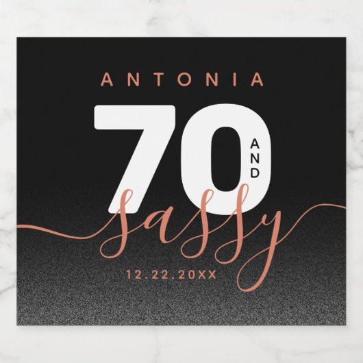 Modern Girly Copper 70 en Sassy Sparkling Wijnetiket (Enkel label)