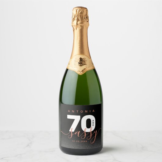 Modern Girly Copper 70 en Sassy Sparkling Wijnetiket (Voorkant)