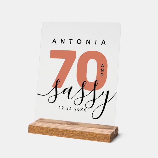 Modern Girly Copper 70 en Sassy Verjaardag Acryl Bord (Hoek)