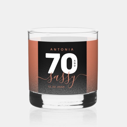 Modern Girly Copper Glitter 70 en Sassy Whisky Glas (Achterkant)