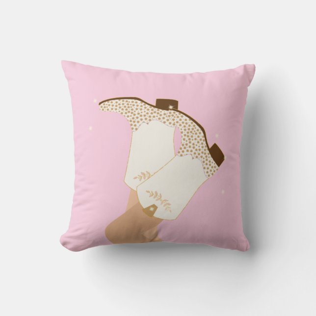 Modern Girly Cowgirl Boots Legs Stars Yeehaw Pink Kussen (Voorkant)