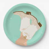 Modern Girly Cowgirl Boots Stars Mint Papieren Bordje (Voorkant)