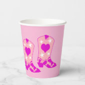 Modern Girly Cowgirl Western Yeehaw Boot Pink Papieren Bekers (Achterkant)