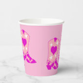 Modern Girly Cowgirl Western Yeehaw Boot Pink Papieren Bekers (Links)